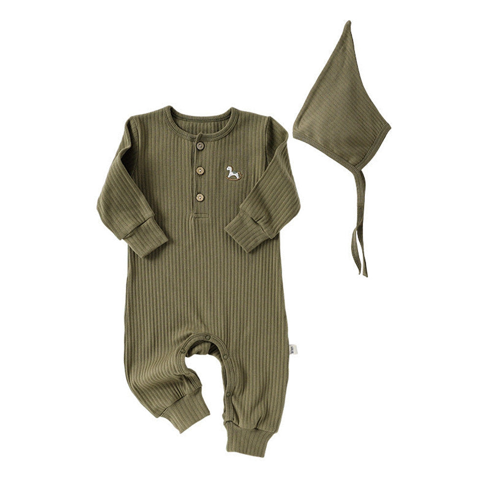 MyKids-USA® Baby Unisex Long Sleeves Cartoon Horse Embroidered Pattern Rompers