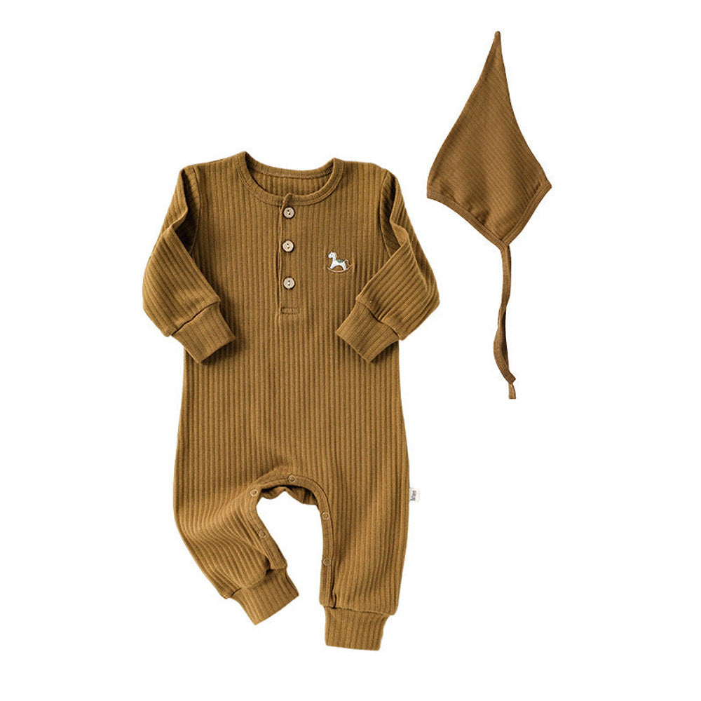 MyKids-USA® Baby Unisex Long Sleeves Cartoon Horse Embroidered Pattern Rompers