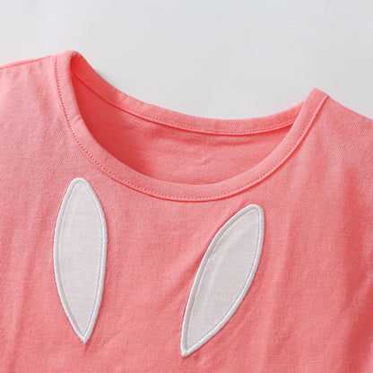MyKids-USA® Baby Kids Cartoon Rabbit Pattern T-shirt and Striped Pants Clothing Set for Girls