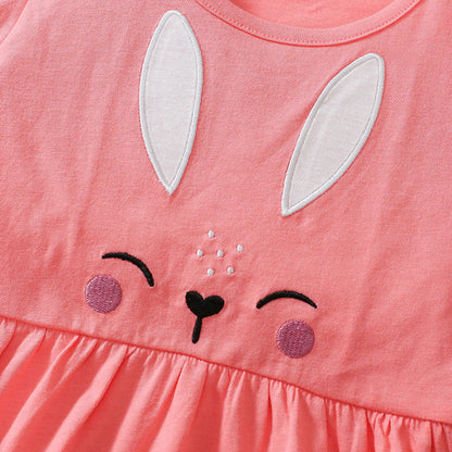 MyKids-USA® Baby Kids Cartoon Rabbit Pattern T-shirt and Striped Pants Clothing Set for Girls