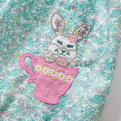 MyKids-USA® Animals Cartoon Pattern Short Sleeves Floral Dress for Stylish Girls