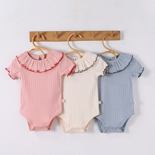 MyKids-USA® Baby Unisex Ruffle Design Short Sleeves Thin bodysuit