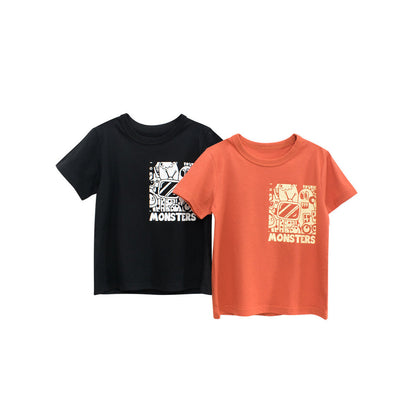 MyKids-USA® Boys’ Little Monster Cartoon and Letters Print T-shirt in European and American