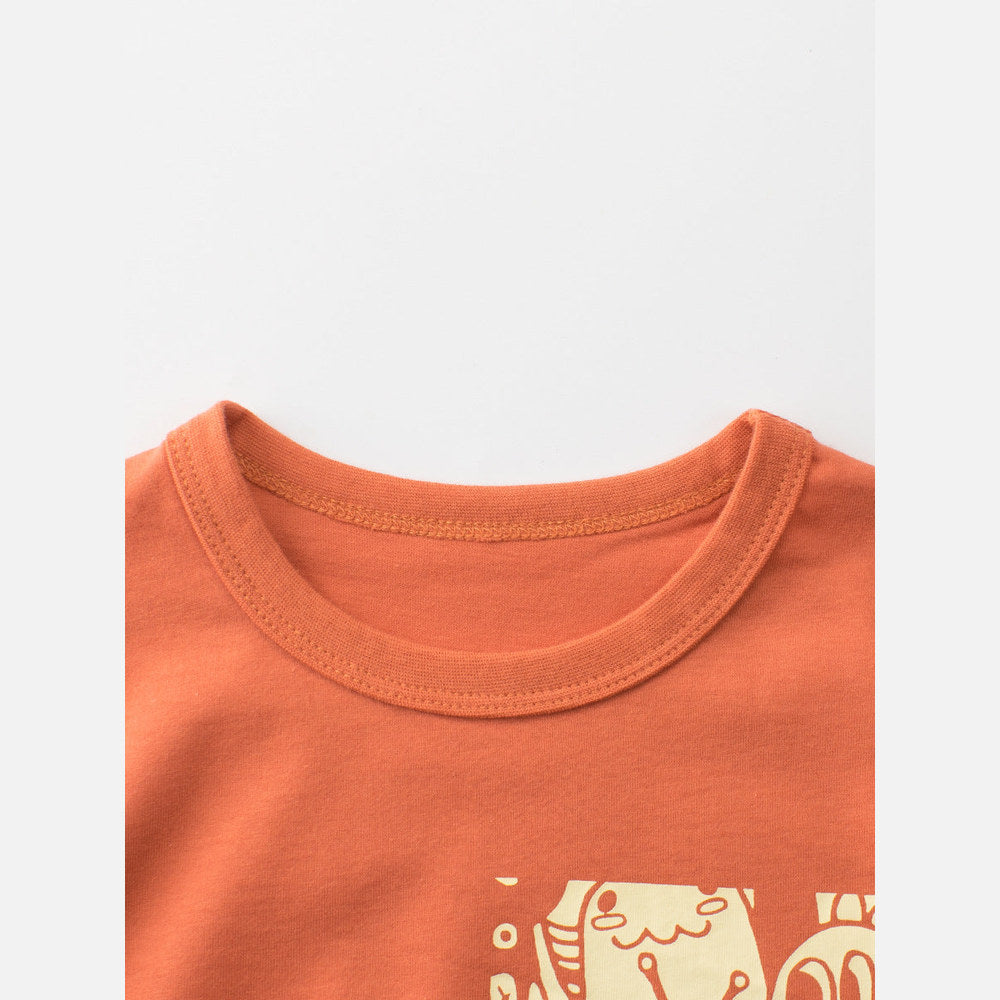 MyKids-USA® Boys’ Little Monster Cartoon and Letters Print T-shirt in European and American