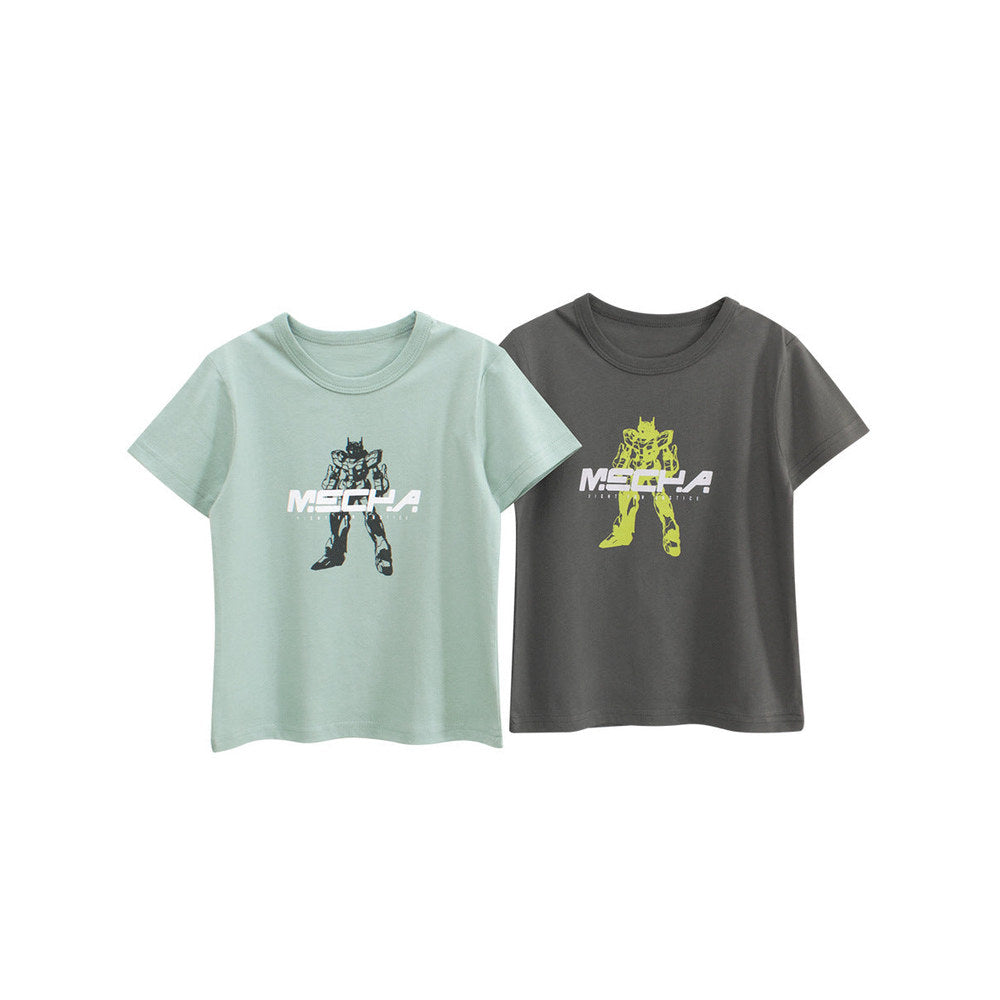 MyKids-USA® Boys’ Transformer Cartoon and Letters Print T-shirt in European and American Style