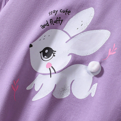 MyKids-USA® Set of Girls’ Animals Cartoon Pattern Short Sleeves T-shirt and Shorts in European and American Style
