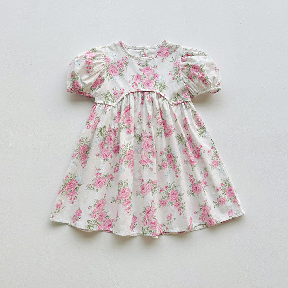 MyKids-USA® Baby Kids Girls Short-Sleeved Floral Pattern Cute Dress