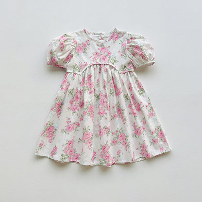 MyKids-USA® Baby Kids Girls Short-Sleeved Floral Pattern Cute Dress