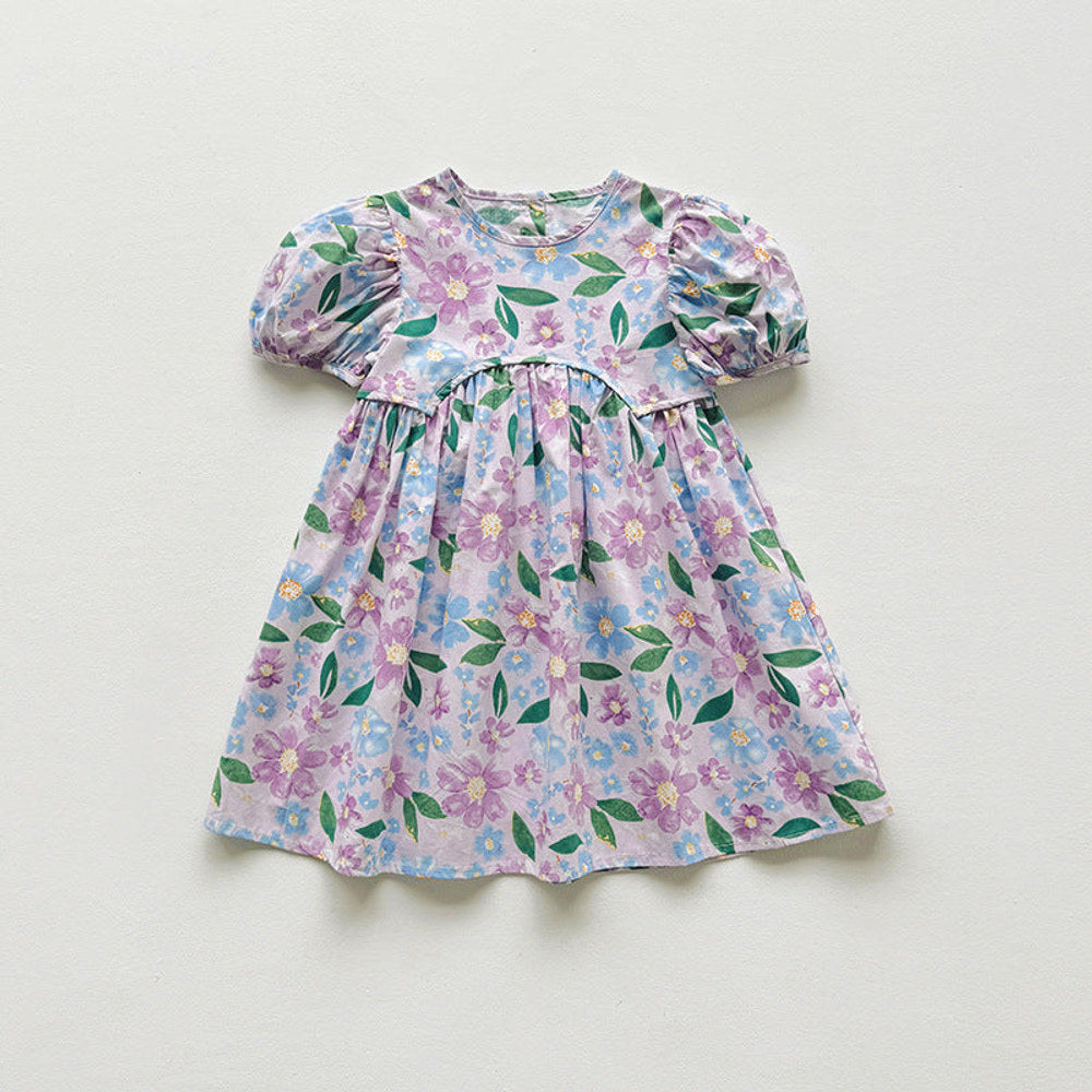 MyKids-USA® Baby Kids Girls Short-Sleeved Floral Pattern Cute Dress