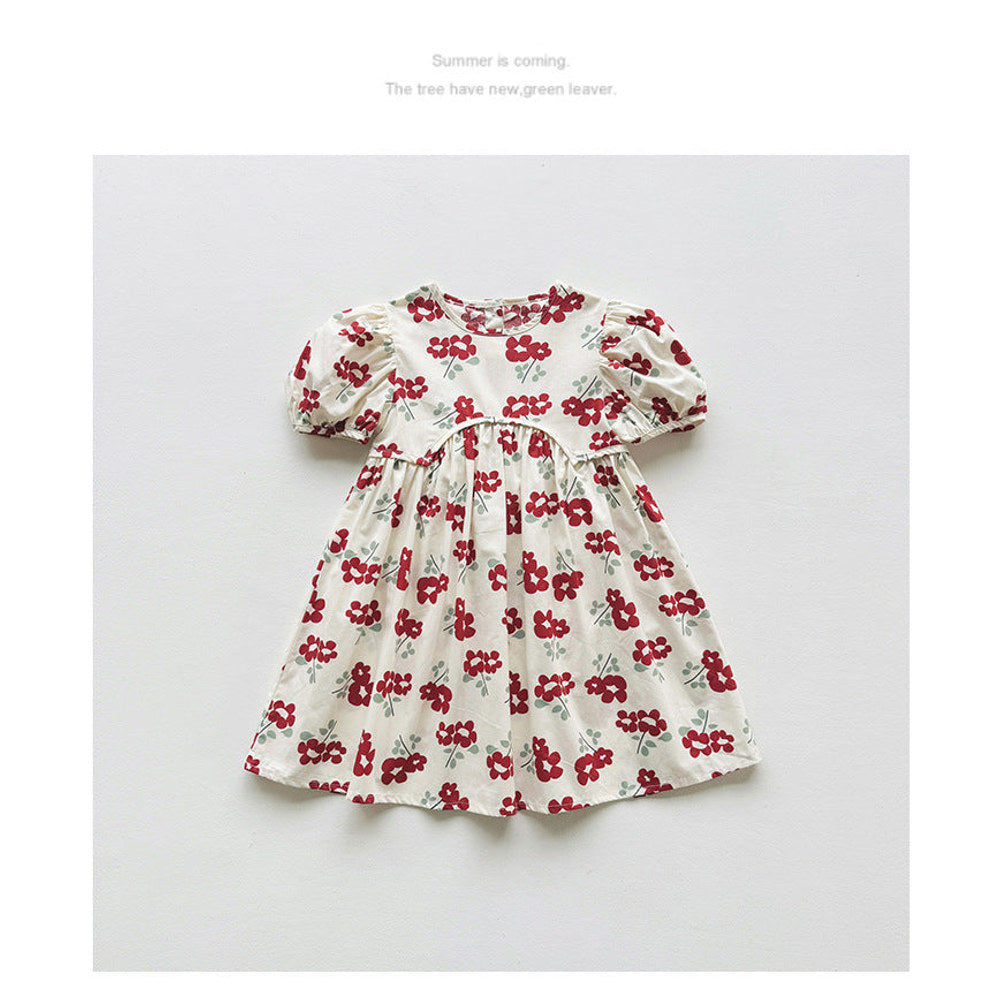 MyKids-USA® Baby Kids Girls Short-Sleeved Floral Pattern Cute Dress