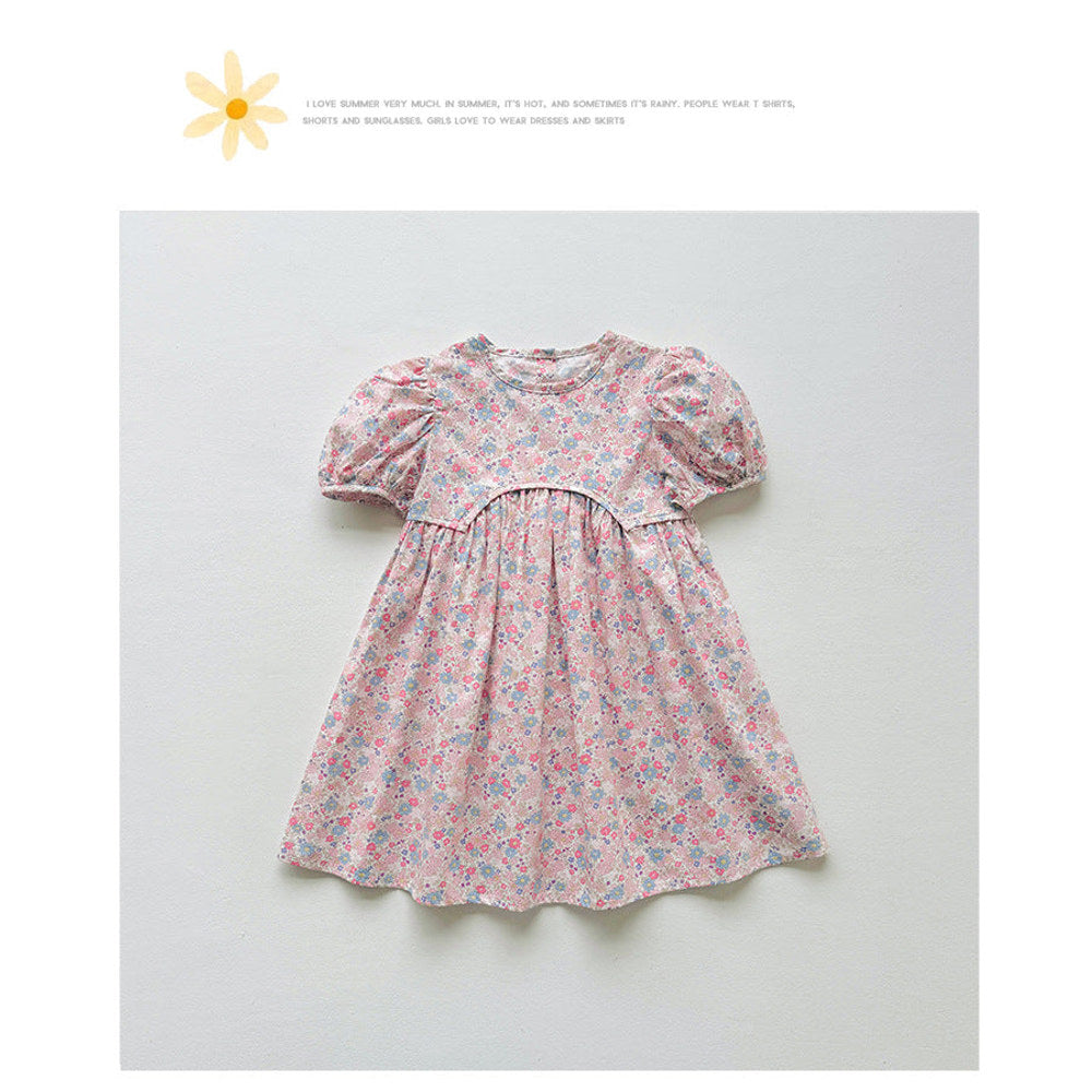 MyKids-USA® Baby Kids Girls Short-Sleeved Floral Pattern Cute Dress