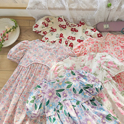 MyKids-USA® Baby Kids Girls Short-Sleeved Floral Pattern Cute Dress