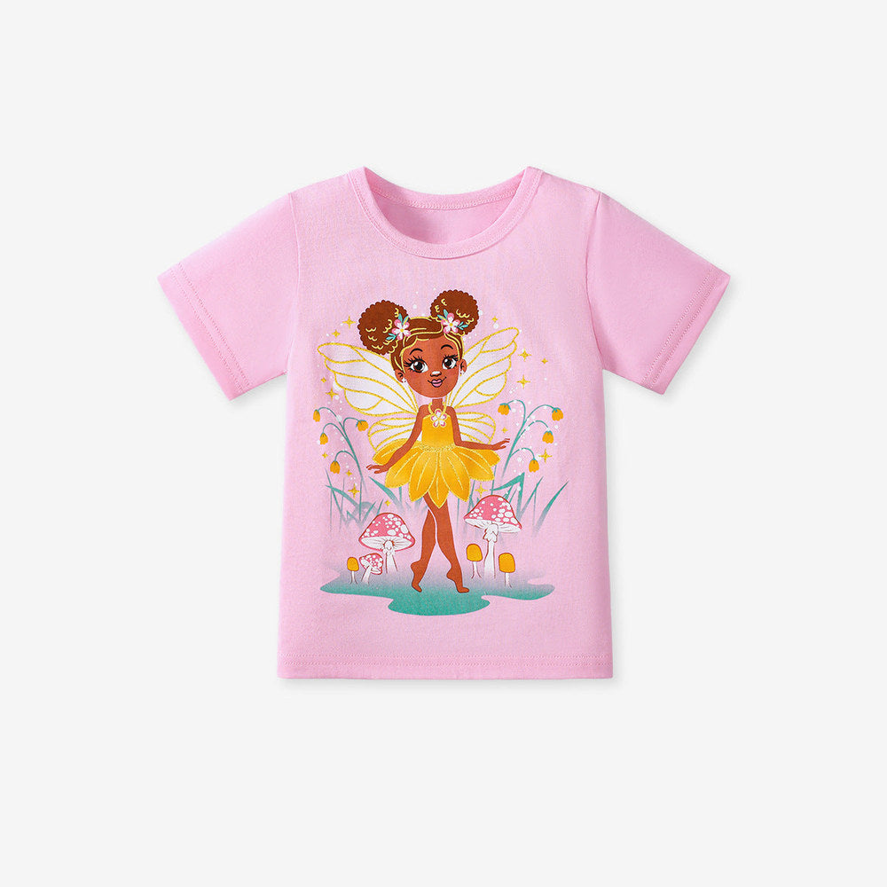 MyKids-USA® Kids’ Mermaid Cartoon Pattern Short Sleeves T-shirt in European and American Style
