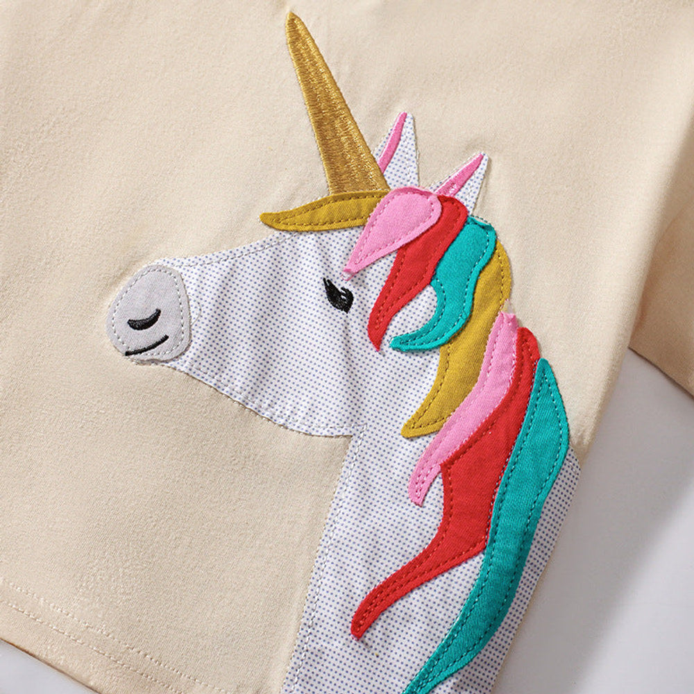 MyKids-USA® Baby Kids Unicorn Cartoon Pattern T-shirt and Striped Bloomers Clothing Set for Girls