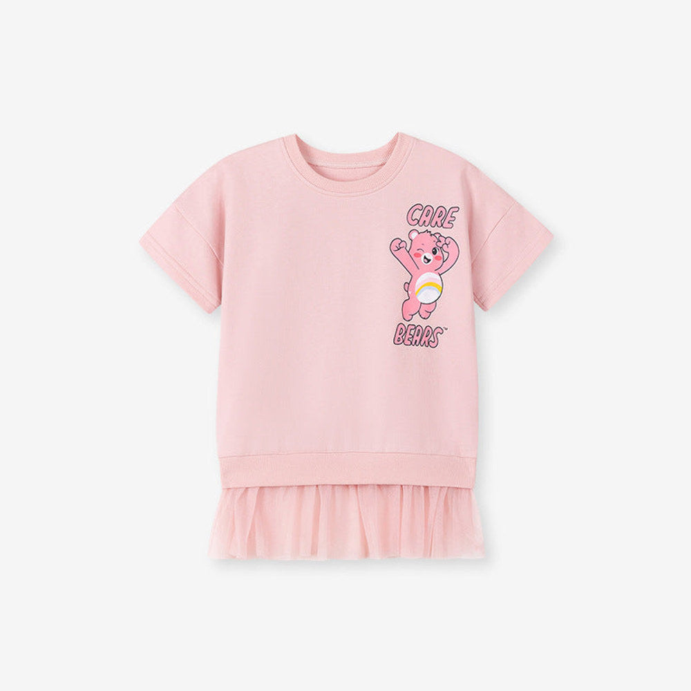 MyKids-USA® Teddy Cartoon Pattern Short Sleeves Tulle Dress for Stylish Girls