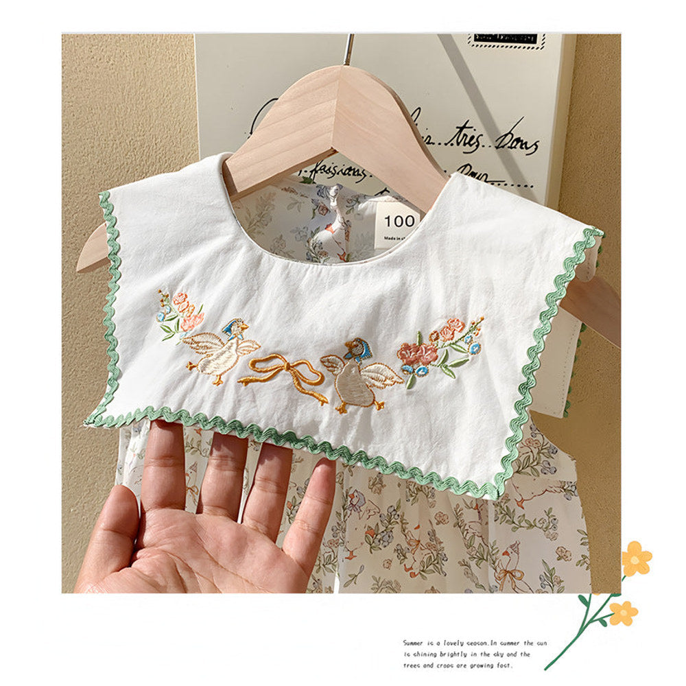 MyKids-USA® Baby Kids Girls French Sleeveless Floral Pattern Printed Dress