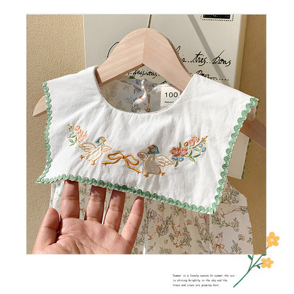 MyKids-USA® Baby Kids Girls French Sleeveless Floral Pattern Printed Dress