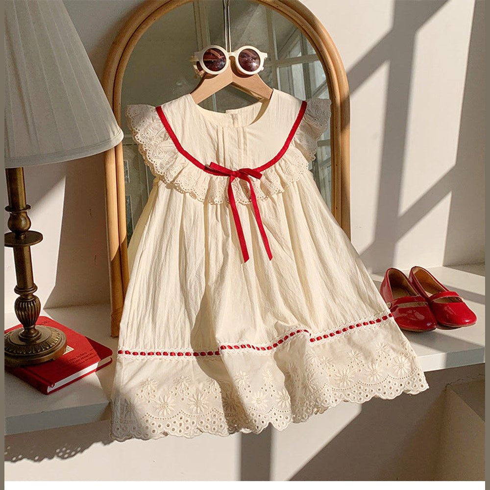 MyKids-USA® Baby Kids Girls Cute Sleeveless Flowers Pattern Embroidered Dress