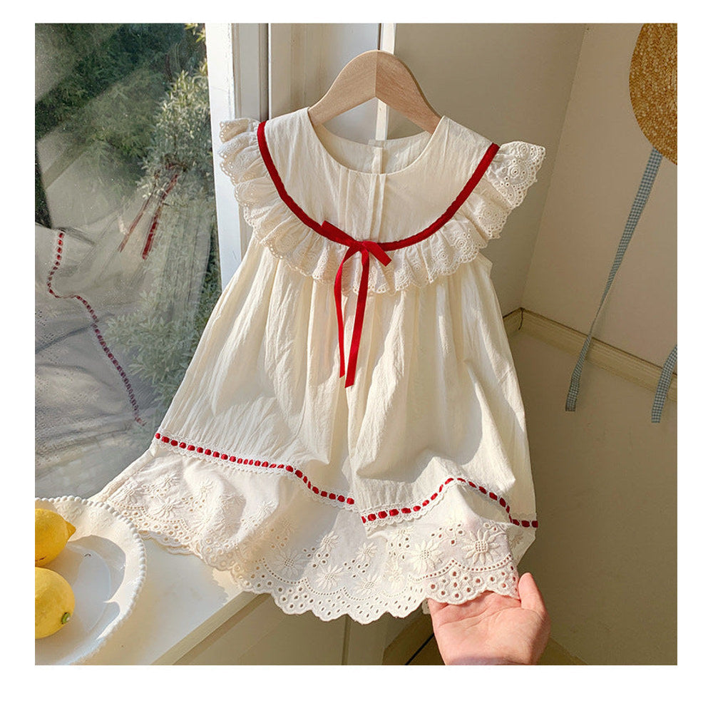 MyKids-USA® Baby Kids Girls Cute Sleeveless Flowers Pattern Embroidered Dress