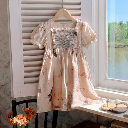 MyKids-USA® Baby Kids Girls Short Sleeves Butterfly Pattern Printed Dress