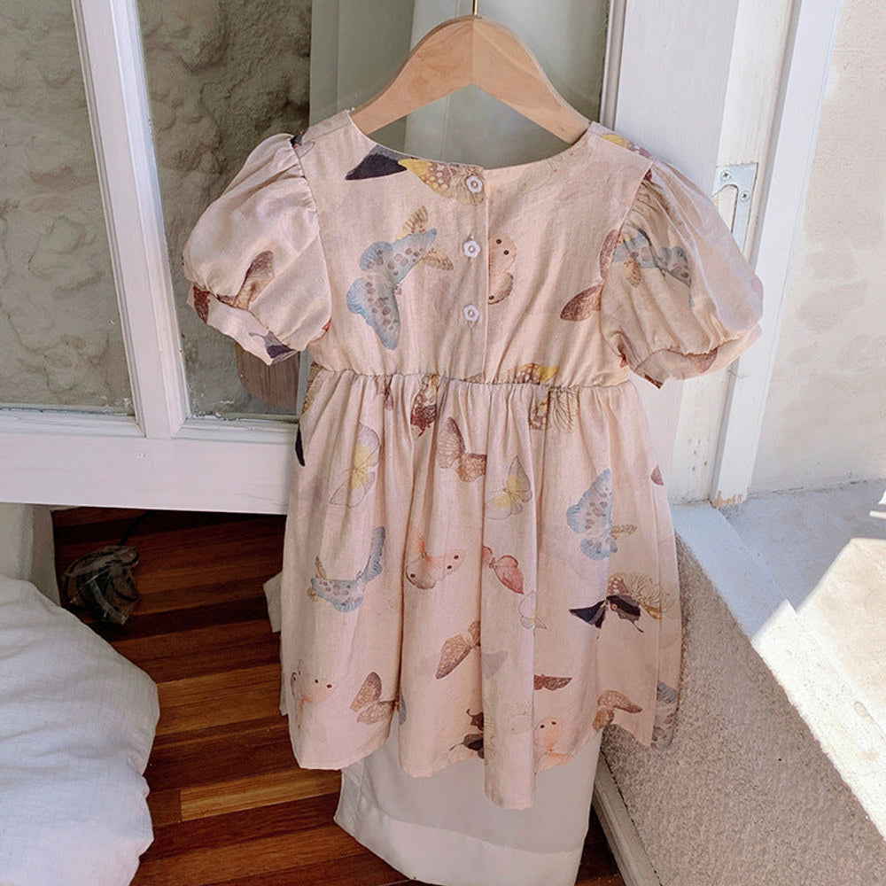 MyKids-USA® Baby Kids Girls Short Sleeves Butterfly Pattern Printed Dress