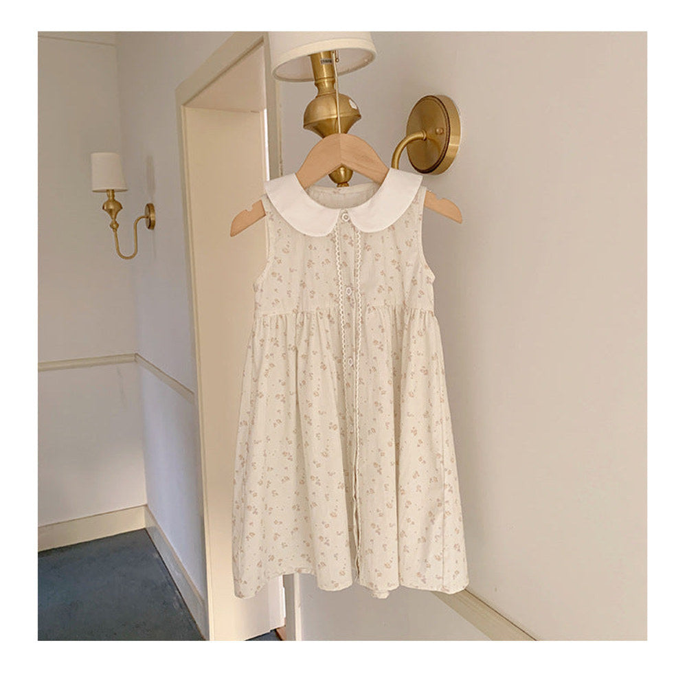 MyKids-USA® Baby Kids Girls Cute Sleeveless Flowers Pattern Printed Single Breasted Dress