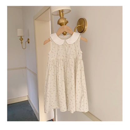 MyKids-USA® Baby Kids Girls Cute Sleeveless Flowers Pattern Printed Single Breasted Dress