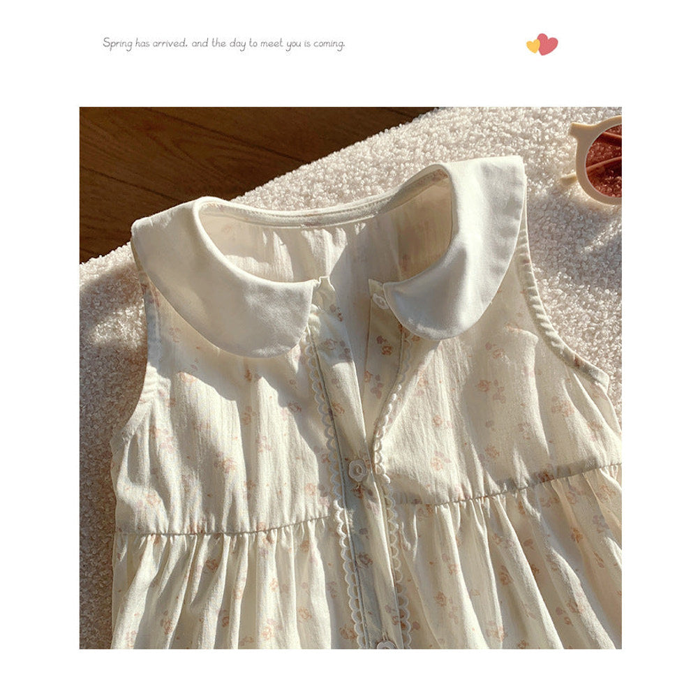 MyKids-USA® Baby Kids Girls Cute Sleeveless Flowers Pattern Printed Single Breasted Dress