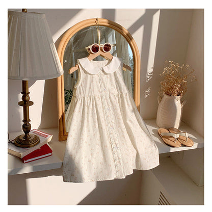 MyKids-USA® Baby Kids Girls Cute Sleeveless Flowers Pattern Printed Single Breasted Dress
