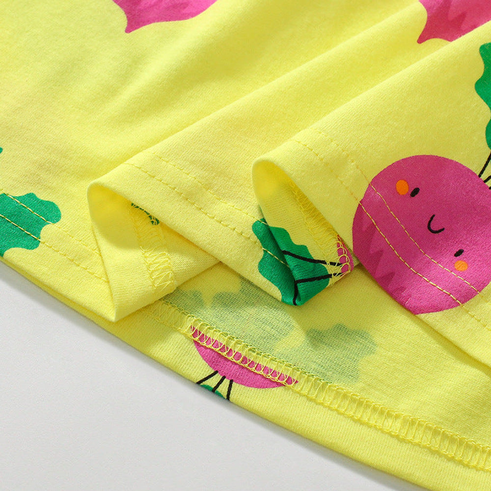 MyKids-USA® Cartoon Radish Pattern Short Sleeves Dress for Stylish