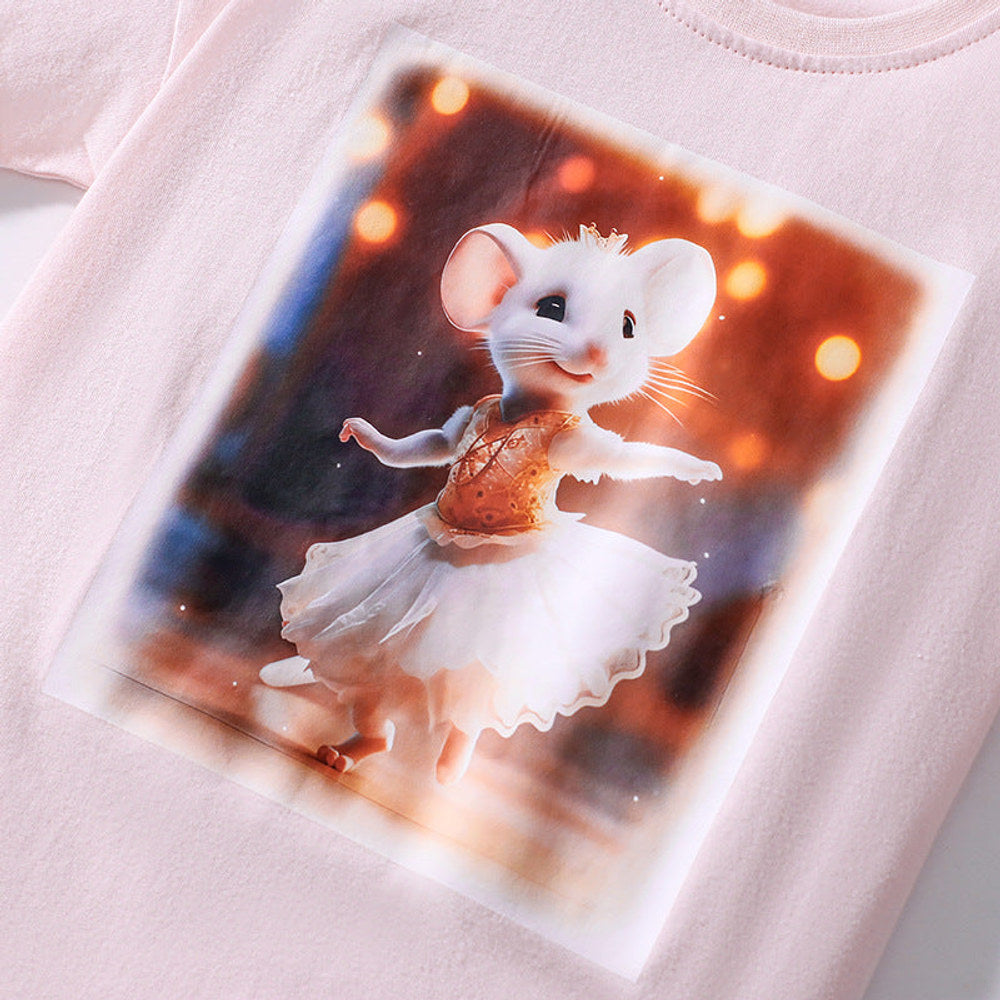 MyKids-USA® Baby Kids Princess Mouse Cartoon Pattern T-shirt and Knitted Shorts Clothing Set for Girls