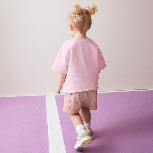 MyKids-USA® Baby Kids Animals Cartoon Pattern T-shirt and Floral Shorts Clothing Set for Girls