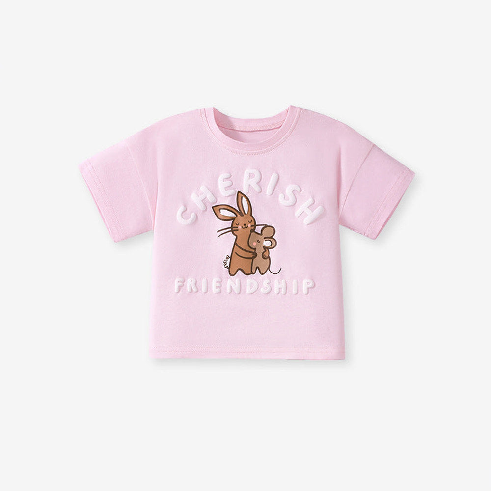 MyKids-USA® Baby Kids Animals Cartoon Pattern T-shirt and Floral Shorts Clothing Set for Girls