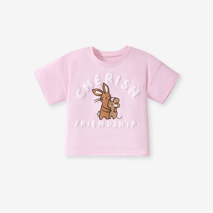 MyKids-USA® Baby Kids Animals Cartoon Pattern T-shirt and Floral Shorts Clothing Set for Girls