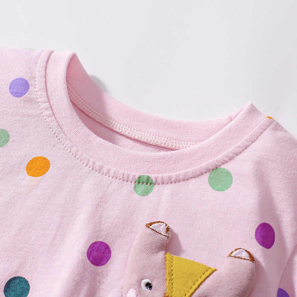 MyKids-USA® Polka Dots Pattern Short Sleeves Tulle Patchwork Dress for Stylish Girls