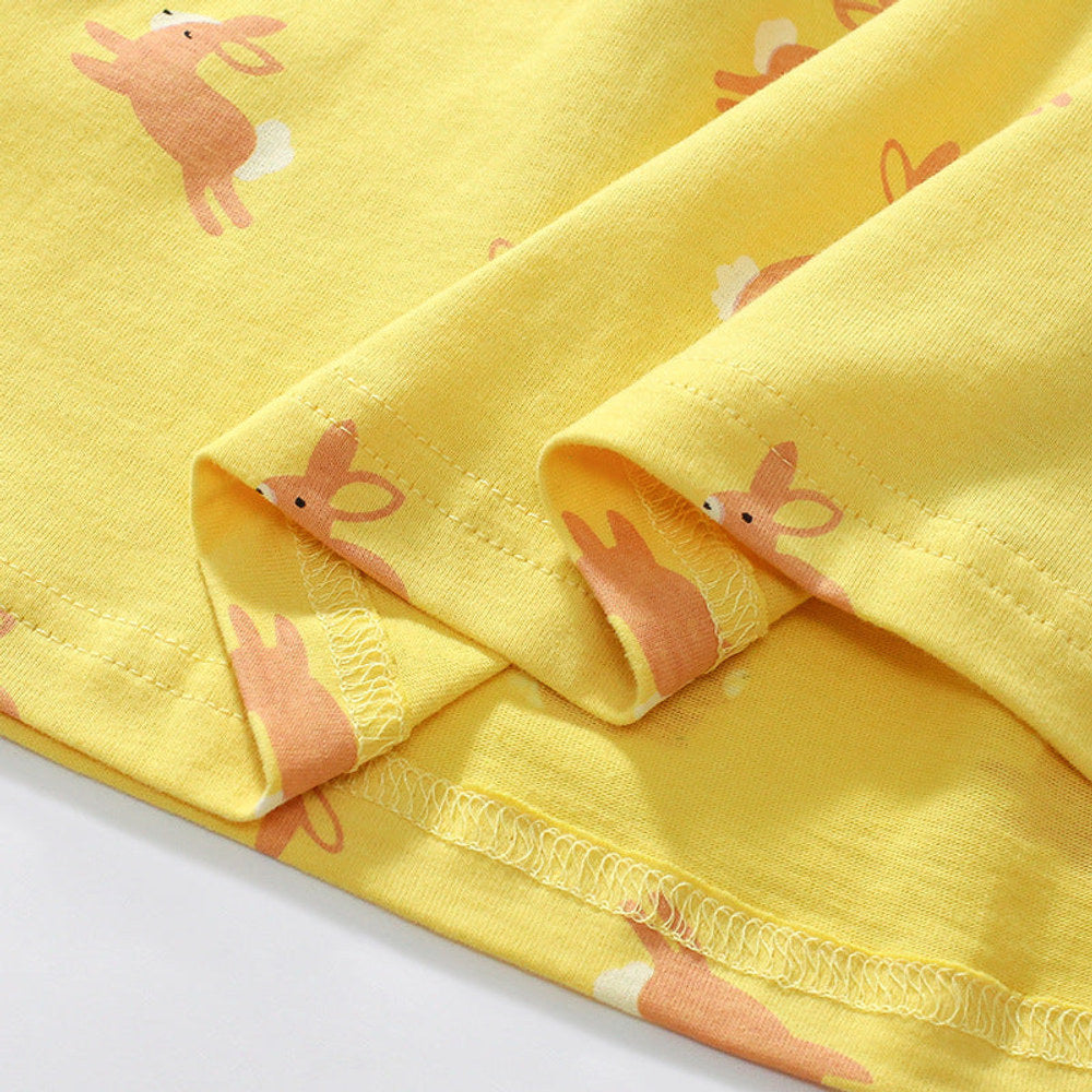 MyKids-USA® Cartoon Rabbits Pattern Short Sleeves Dress for Stylish Girls