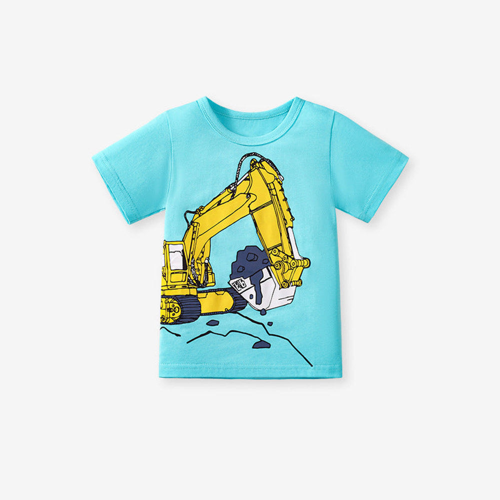 MyKids-USA® Kids’ Trucks Cartoon Pattern Short Sleeves T-shirt in European and American Style