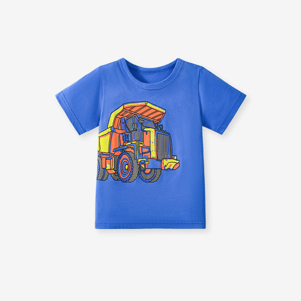 MyKids-USA® Kids’ Trucks Cartoon Pattern Short Sleeves T-shirt in European and American Style