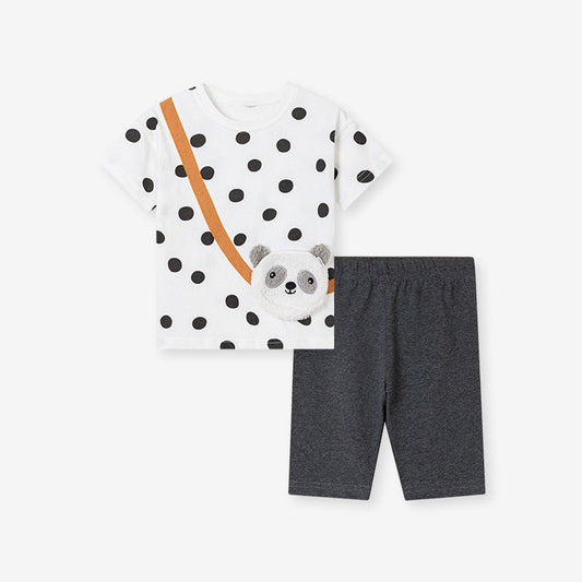 MyKids-USA® Baby Kids Animals Cartoon Pattern T-shirt and Grey Shorts Clothing Set for Girls