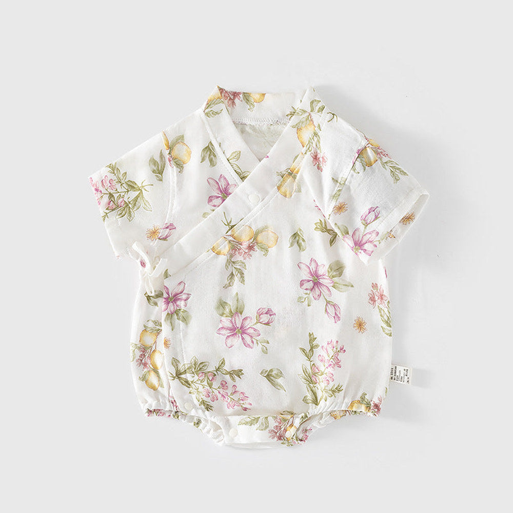 MyKids-USA® Baby Unisex Short Sleeves Cute Flowers and Leaves Pattern V Neck bodysuit