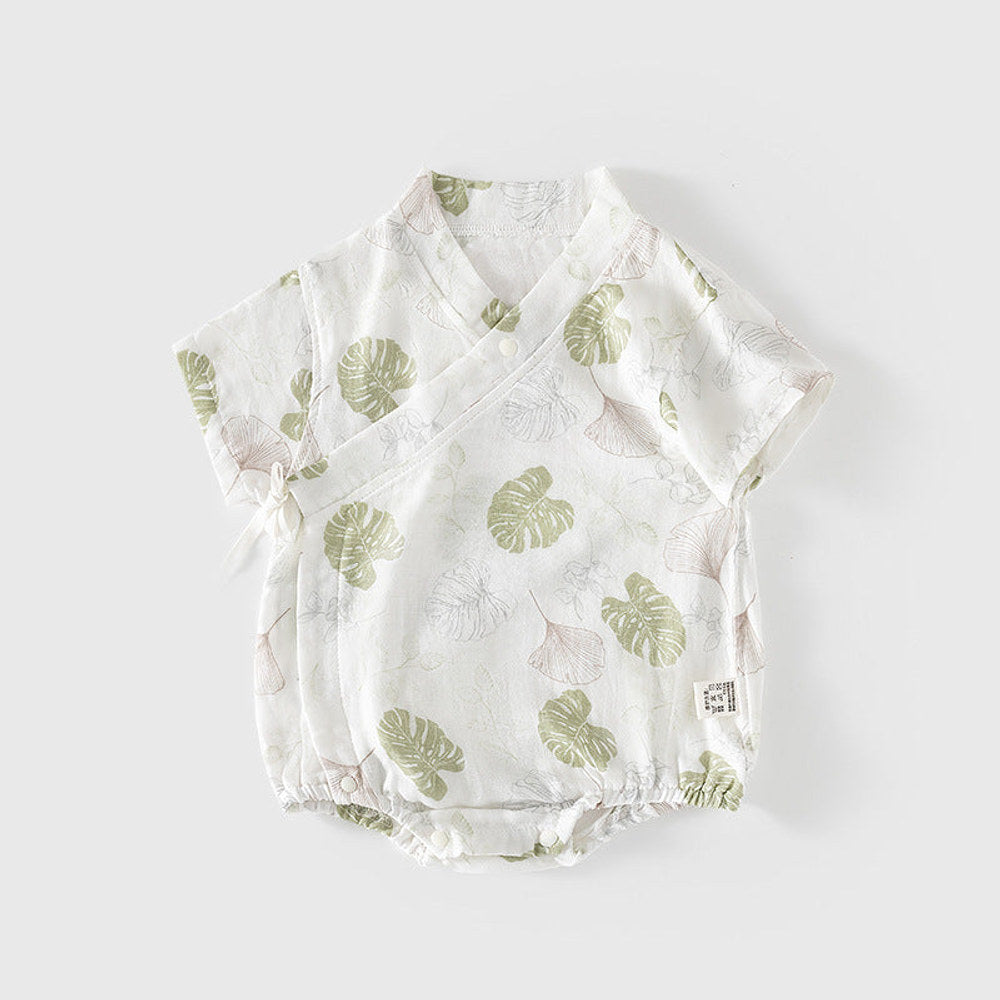 MyKids-USA® Baby Unisex Short Sleeves Cute Flowers and Leaves Pattern V Neck bodysuit