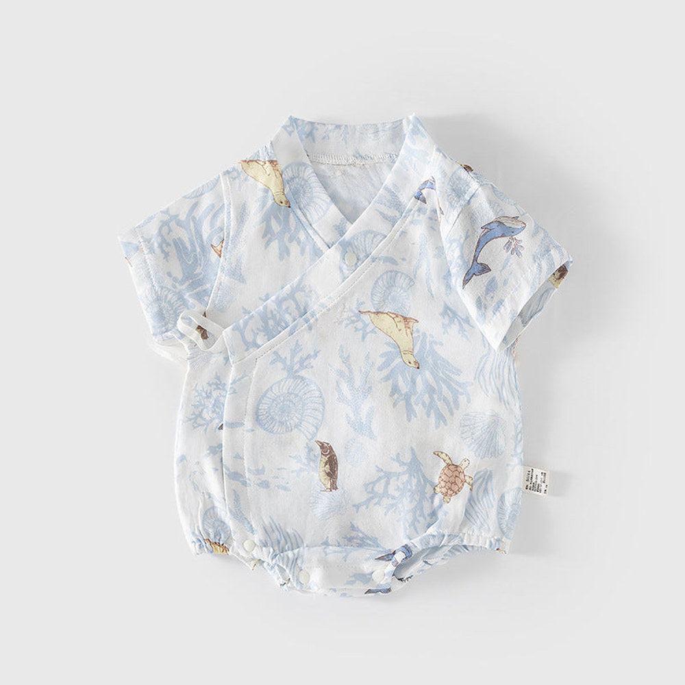 MyKids-USA® Baby Unisex Short Sleeves Cute Animals Pattern V Neck bodysuit