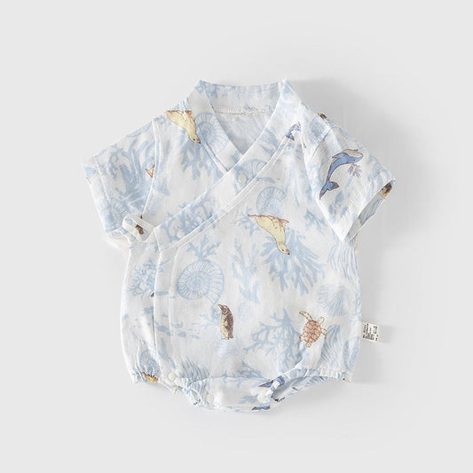 MyKids-USA® Baby Unisex Short Sleeves Cute Animals Pattern V Neck bodysuit