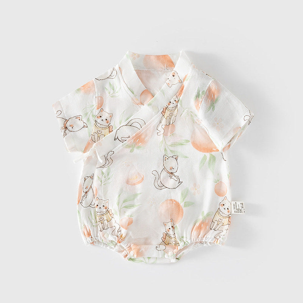 MyKids-USA® Baby Unisex Short Sleeves Cute Animals Pattern V Neck bodysuit