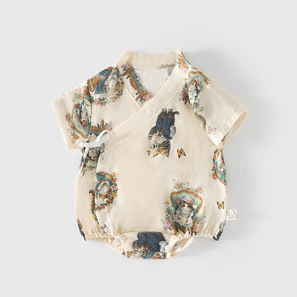 MyKids-USA® Baby Unisex Short Sleeves Cute Animals Pattern V Neck bodysuit