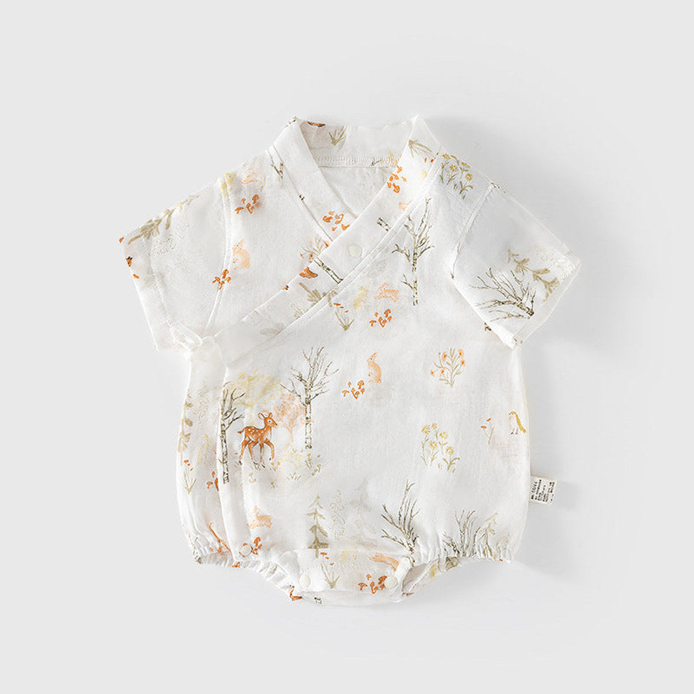 MyKids-USA® Baby Unisex Short Sleeves Cute Animals Pattern V Neck bodysuit