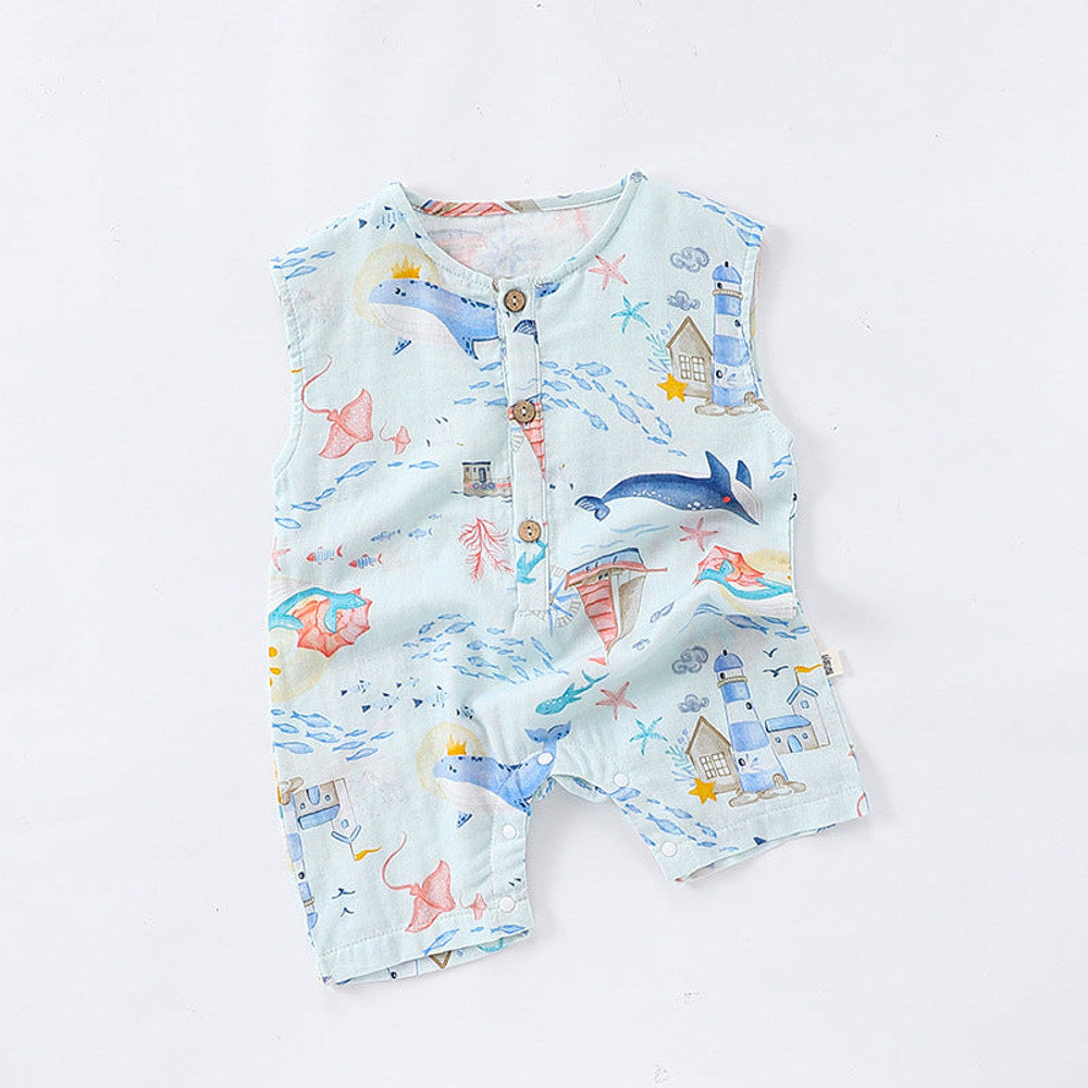 MyKids-USA® Baby Unisex Sleeveless Cute Ocean Animals Pattern bodysuit