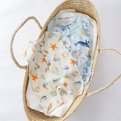 MyKids-USA® Baby Unisex Sleeveless Cute Ocean Animals Pattern bodysuit