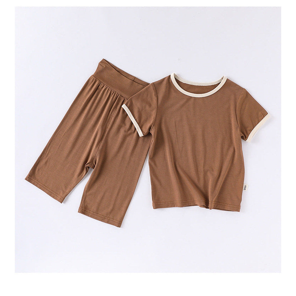 MyKids-USA® Baby Kids Simple Color Patchwork Top and Plain Pants Casual Clothing Set