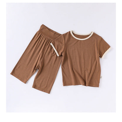 MyKids-USA® Baby Kids Simple Color Patchwork Top and Plain Pants Casual Clothing Set